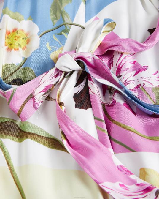 Ted Baker mujer 2ZFP183 ropa vestido midi saanvii floral con cuello halter blanco