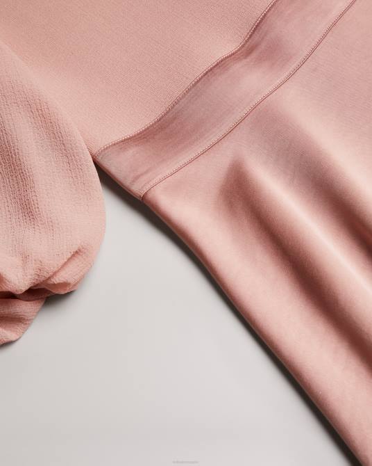 Ted Baker mujer 2ZFP18 ropa vestido midi brontei con corpiño ajustado y mangas abullonadas Rosado oscuro