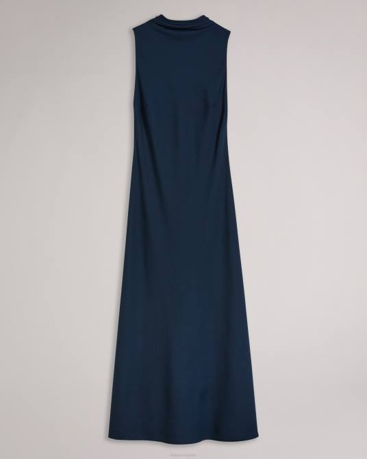 Ted Baker mujer 2ZFP190 ropa vestido lencero midi sin mangas con cuello vuelto eleanar azul oscuro