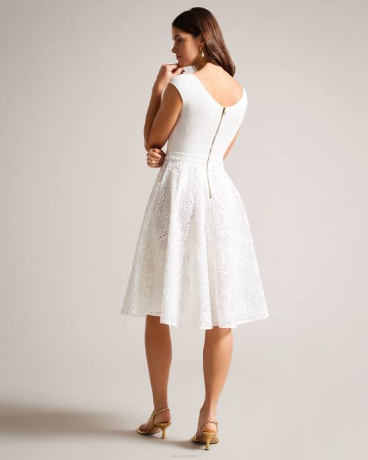 Ted Baker mujer 2ZFP192 ropa vestido midi con corpiño de punto floral annikaa blanco