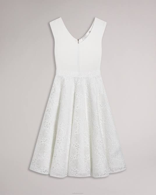 Ted Baker mujer 2ZFP192 ropa vestido midi con corpiño de punto floral annikaa blanco