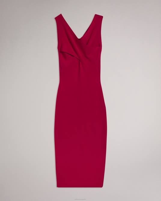 Ted Baker mujer 2ZFP198 ropa midi bodycon de punto cruzado mikella Rosa brillante