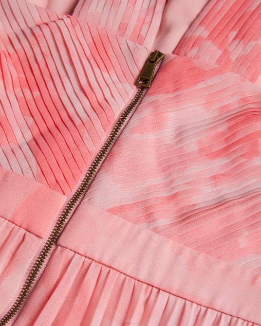 Ted Baker mujer 2ZFP19 ropa vestido midi plisado con parte delantera cruzada mirelia coral
