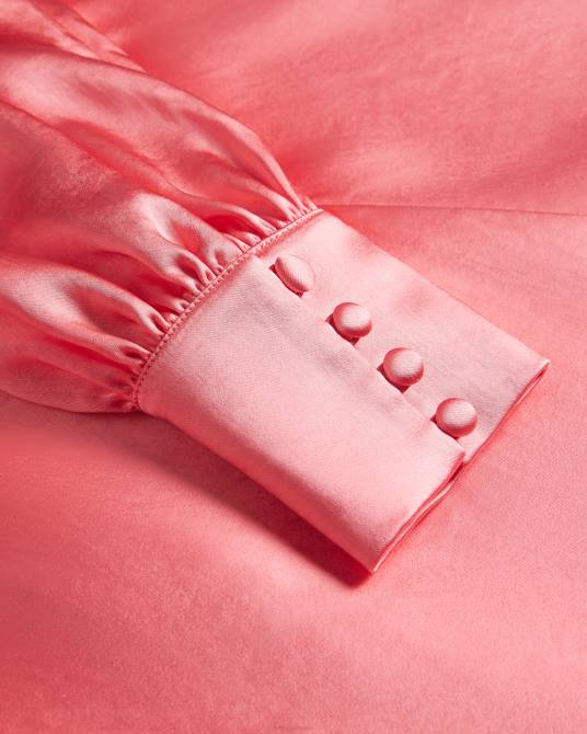 Ted Baker mujer 2ZFP1 ropa vestido midi daniia de satén con manga blusón coral