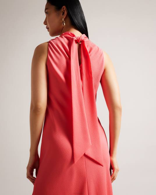 Ted Baker mujer 2ZFP203 ropa vestido lencero midi sin mangas con cuello vuelto eleanar coral