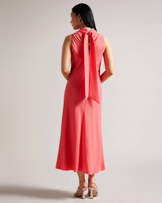 Ted Baker mujer 2ZFP203 ropa vestido lencero midi sin mangas con cuello vuelto eleanar coral