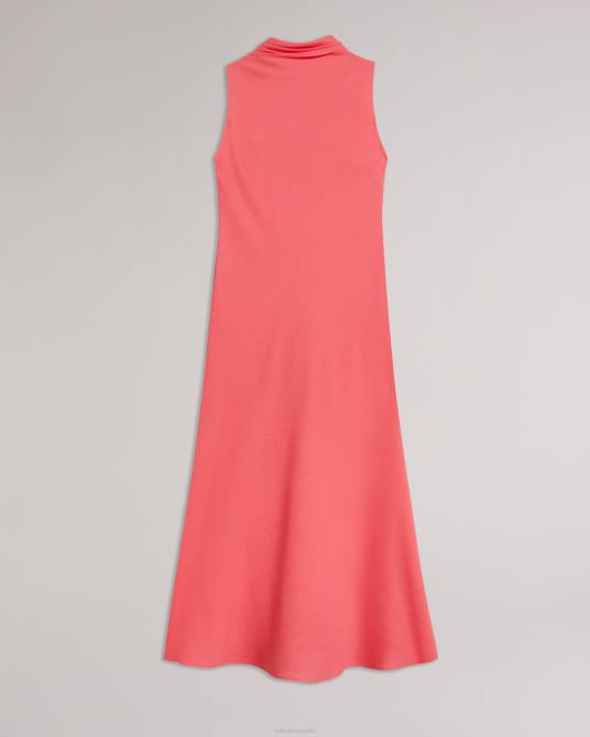 Ted Baker mujer 2ZFP203 ropa vestido lencero midi sin mangas con cuello vuelto eleanar coral