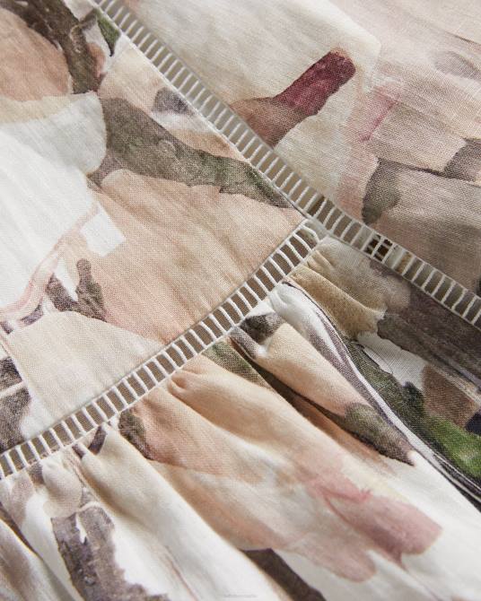 Ted Baker mujer 2ZFP21 ropa vestido midi freisya de encaje floral con aberturas desnudo claro