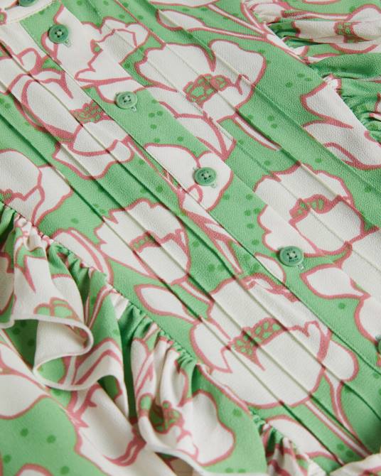 Ted Baker mujer 2ZFP239 ropa vestido midi sin mangas con volantes tindraa verde