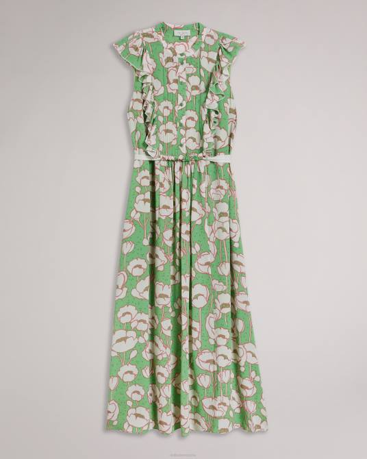 Ted Baker mujer 2ZFP239 ropa vestido midi sin mangas con volantes tindraa verde