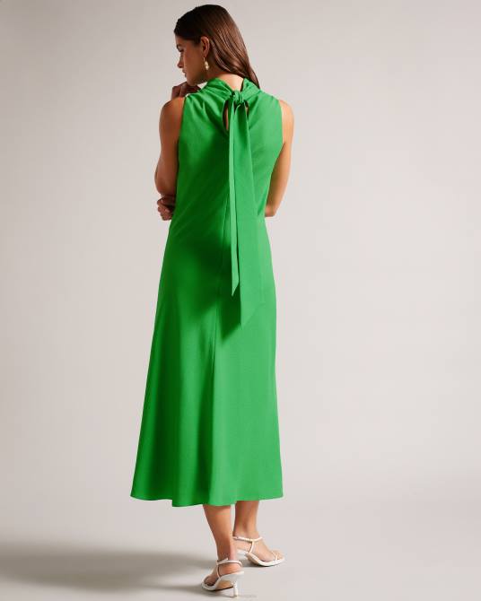 Ted Baker mujer 2ZFP252 ropa vestido lencero midi sin mangas con cuello vuelto eleanar verde