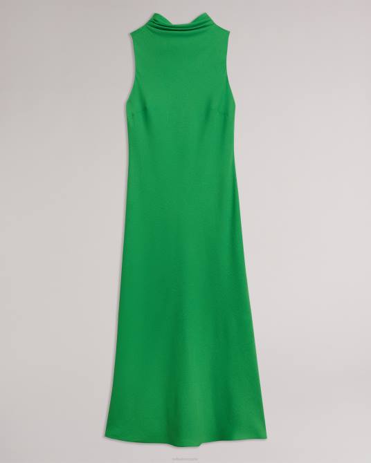 Ted Baker mujer 2ZFP252 ropa vestido lencero midi sin mangas con cuello vuelto eleanar verde