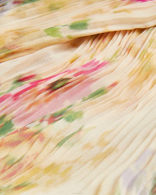 Ted Baker mujer 2ZFP25 ropa vestido midi plisado con parte delantera cruzada amerah broncearse