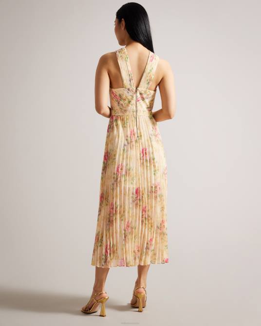 Ted Baker mujer 2ZFP25 ropa vestido midi plisado con parte delantera cruzada amerah broncearse