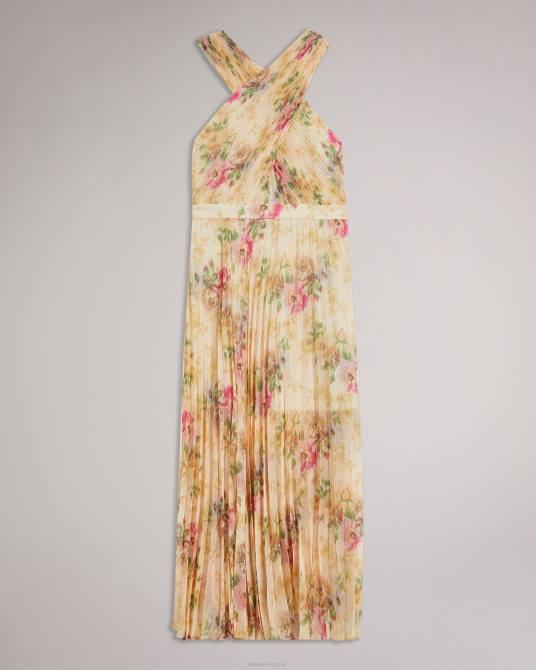 Ted Baker mujer 2ZFP25 ropa vestido midi plisado con parte delantera cruzada amerah broncearse