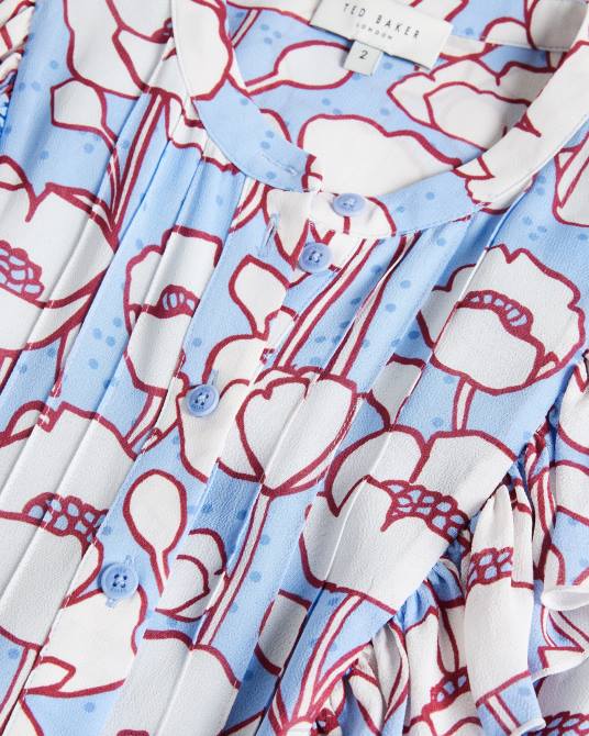 Ted Baker mujer 2ZFP285 ropa vestido midi sin mangas con volantes tindraa azul