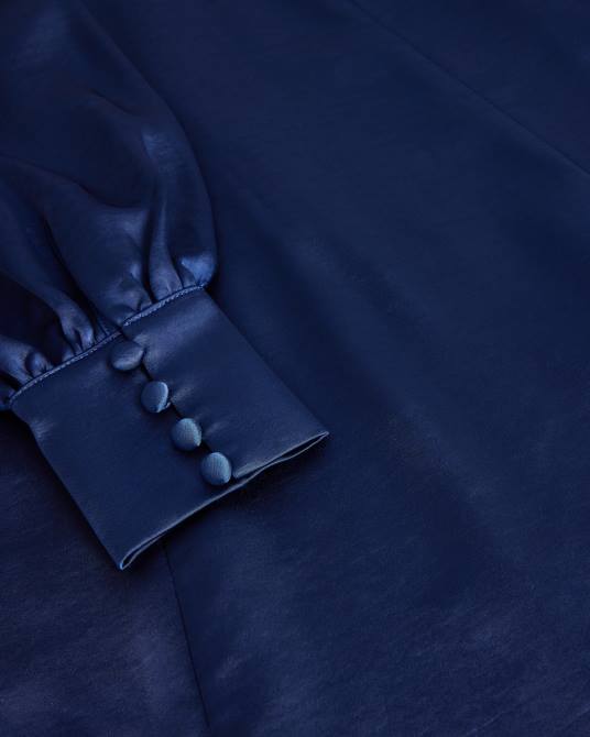 Ted Baker mujer 2ZFP29 ropa vestido midi daniia de satén con manga blusón azul oscuro