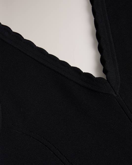 Ted Baker mujer 2ZFP323 ropa vestido midi de punto con bordados juliann negro