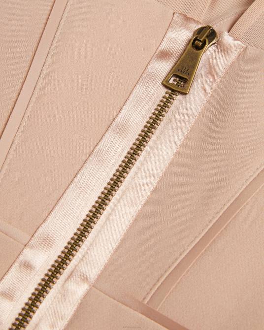 Ted Baker mujer 2ZFP359 ropa Vestido midi ajustado con mangas transparentes de ivylou desnudo