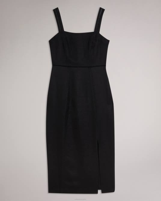 Ted Baker mujer 2ZFP388 ropa vestido de tubo midi con cuello cuadrado janiise negro