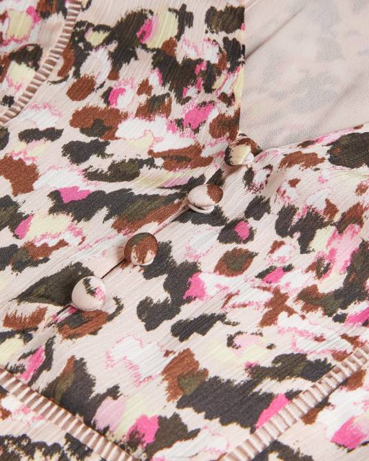 Ted Baker mujer 2ZFP50 ropa Vestido midi entallado y de vuelo con aplicación de escalera luceeya Rosado oscuro