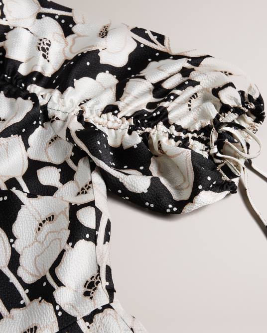 Ted Baker mujer 2ZFP59 ropa vestido midi abriee con mangas abullonadas negro