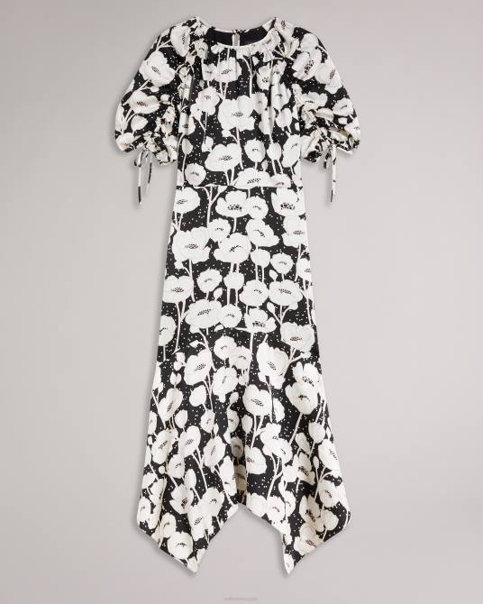 Ted Baker mujer 2ZFP59 ropa vestido midi abriee con mangas abullonadas negro