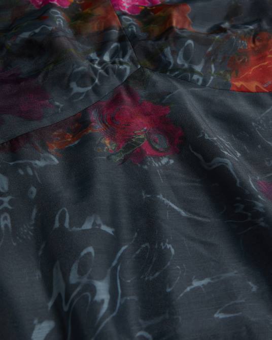 Ted Baker mujer 2ZFP64 ropa Vestido midi de línea imperio con manga abullonada de Mekayla negro