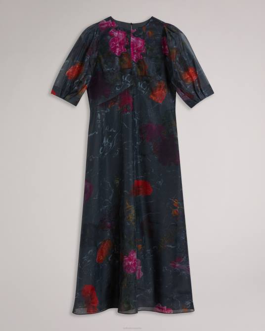 Ted Baker mujer 2ZFP64 ropa Vestido midi de línea imperio con manga abullonada de Mekayla negro