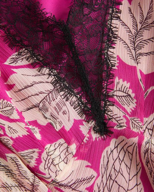 Ted Baker mujer 2ZFP66 ropa Vestido midi de manga larga con ribete de encaje izobele Rosa brillante