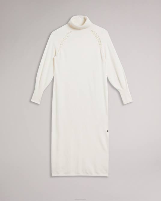 Ted Baker mujer 2ZFP96 ropa Vestido midi de punto malorri con aplicación de punto blanco