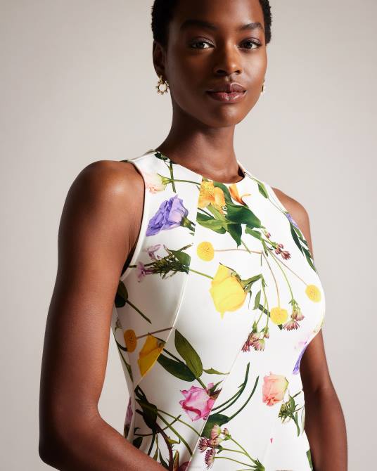 Ted Baker mujer 2ZFP166 ropa vestido skater de neopreno estampado ruxane blanco