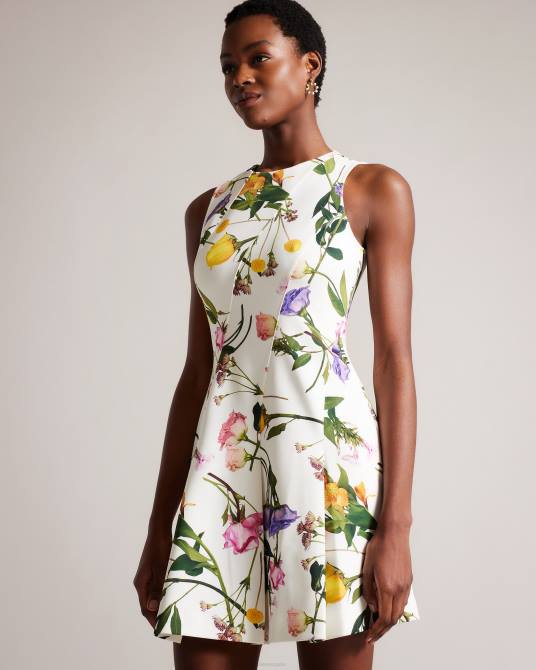 Ted Baker mujer 2ZFP166 ropa vestido skater de neopreno estampado ruxane blanco