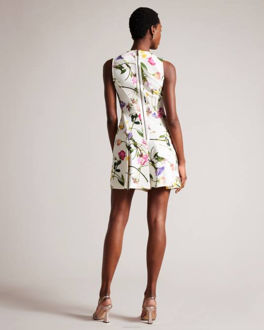 Ted Baker mujer 2ZFP166 ropa vestido skater de neopreno estampado ruxane blanco