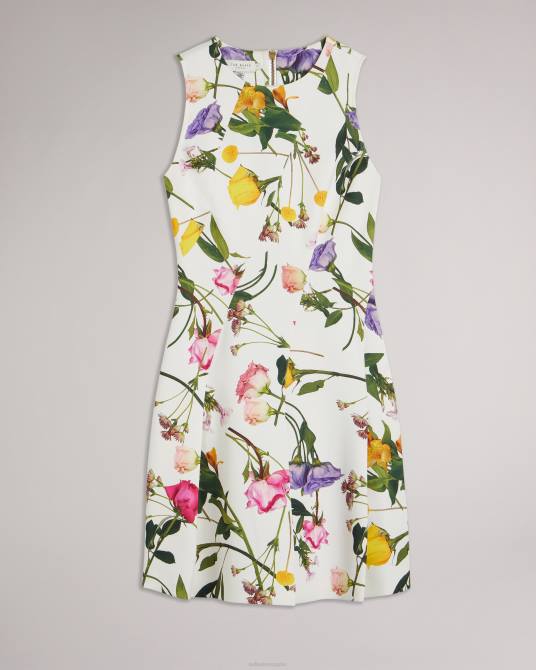 Ted Baker mujer 2ZFP166 ropa vestido skater de neopreno estampado ruxane blanco