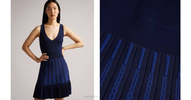 Ted Baker mujer 2ZFP206 ropa vestido skater de punto con vuelo julote Armada