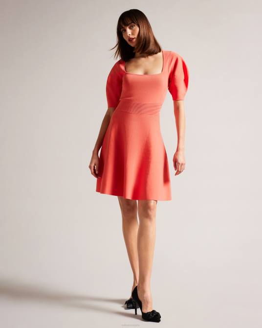 Ted Baker mujer 2ZFP278 ropa vestido skater con mangas abullonadas hayliy coral