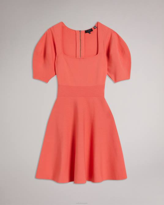 Ted Baker mujer 2ZFP278 ropa vestido skater con mangas abullonadas hayliy coral