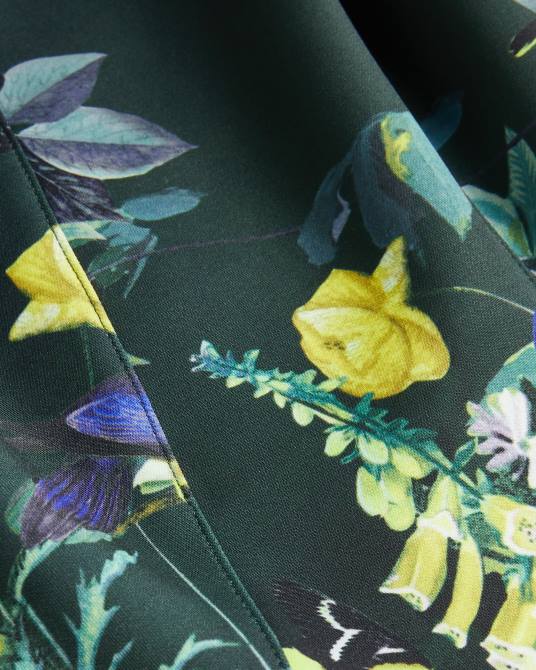 Ted Baker mujer 2ZFP282 ropa vestido skater lexiya de neopreno estampado verde oscuro