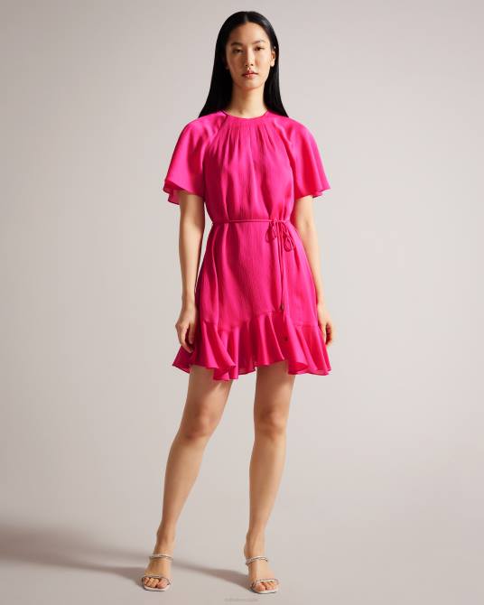 Ted Baker mujer 2ZFP28 ropa vestido skater corto elsieee con dobladillo acampanado Rosa brillante