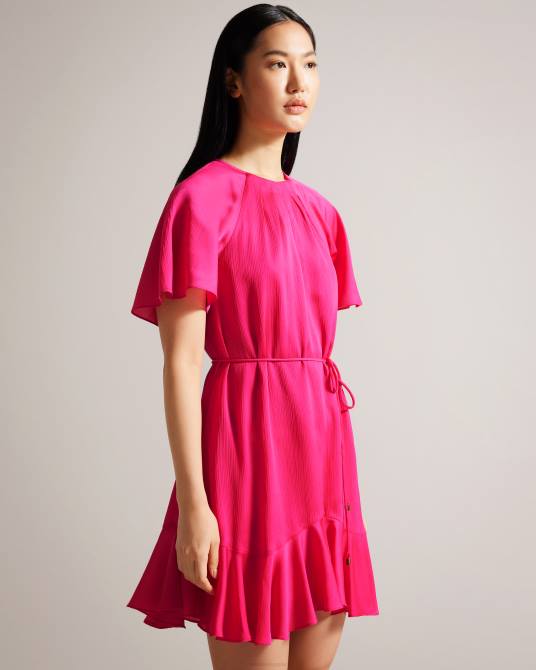 Ted Baker mujer 2ZFP28 ropa vestido skater corto elsieee con dobladillo acampanado Rosa brillante