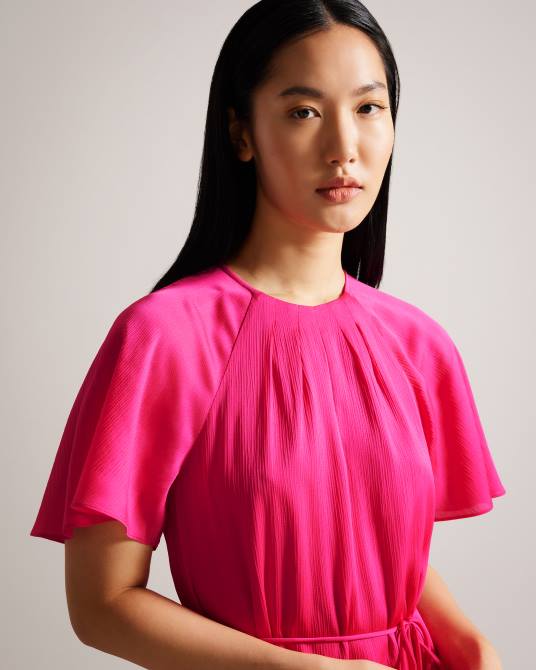 Ted Baker mujer 2ZFP28 ropa vestido skater corto elsieee con dobladillo acampanado Rosa brillante