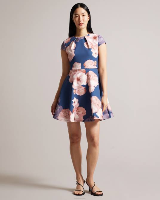 Ted Baker mujer 2ZFP55 ropa vestido skater trinia con estampado floral azul oscuro