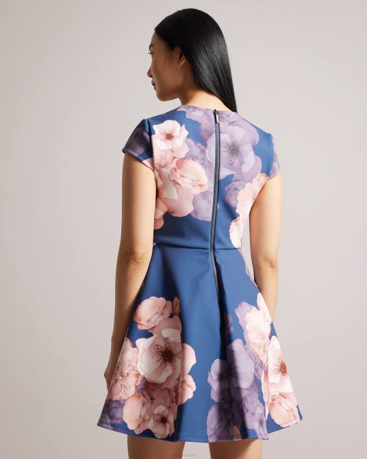 Ted Baker mujer 2ZFP55 ropa vestido skater trinia con estampado floral azul oscuro