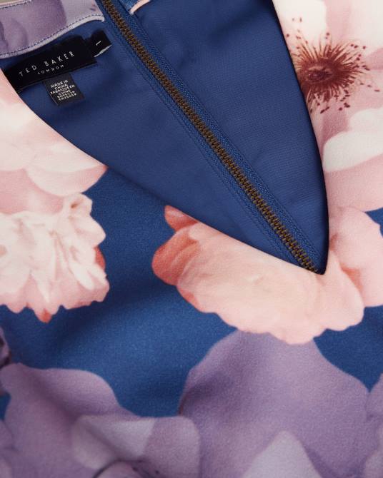 Ted Baker mujer 2ZFP69 ropa vestido skater estampado con cuello en V emleey azul oscuro