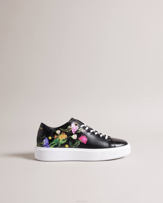 Ted Baker mujer 2ZFP859 zapatos zapatillas lorayy con plataforma y estampado floral negro