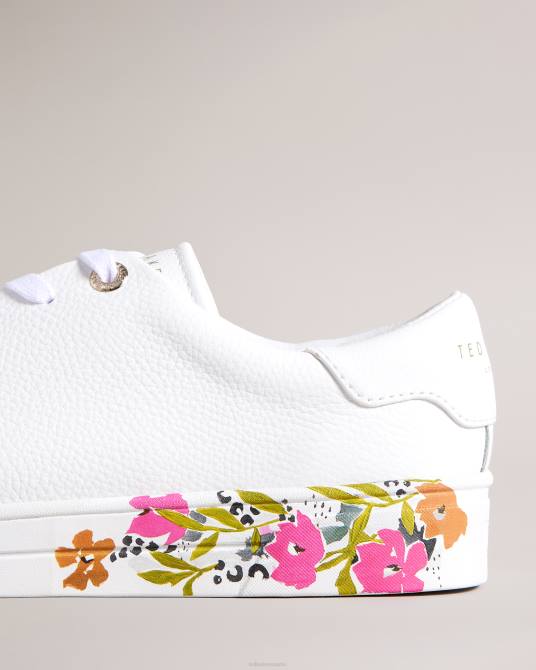 Ted Baker mujer 2ZFP881 zapatos zapatillas sheliie de piel con suela floral blanco