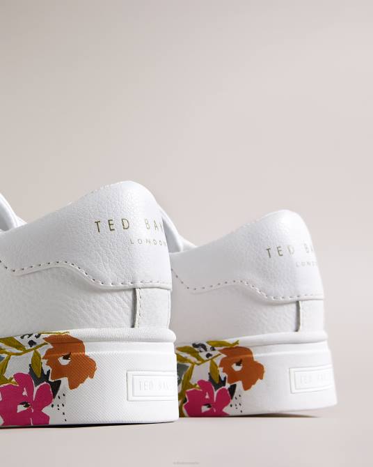 Ted Baker mujer 2ZFP881 zapatos zapatillas sheliie de piel con suela floral blanco