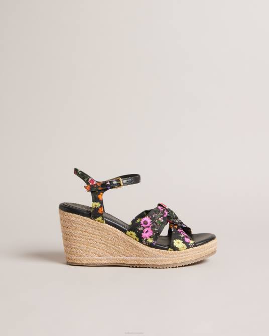 Ted Baker mujer 2ZFP858 zapatos cuñas cardima florales con nudo suave negro