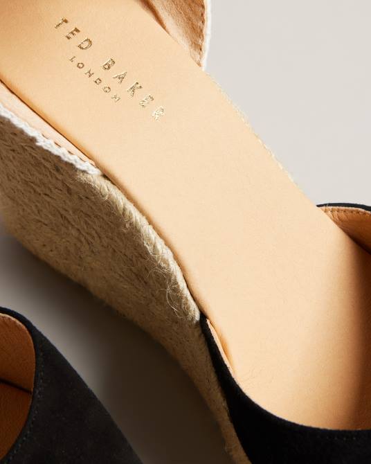 Ted Baker mujer 2ZFP925 zapatos cuñas puritas de ante con lazo y lazo negro